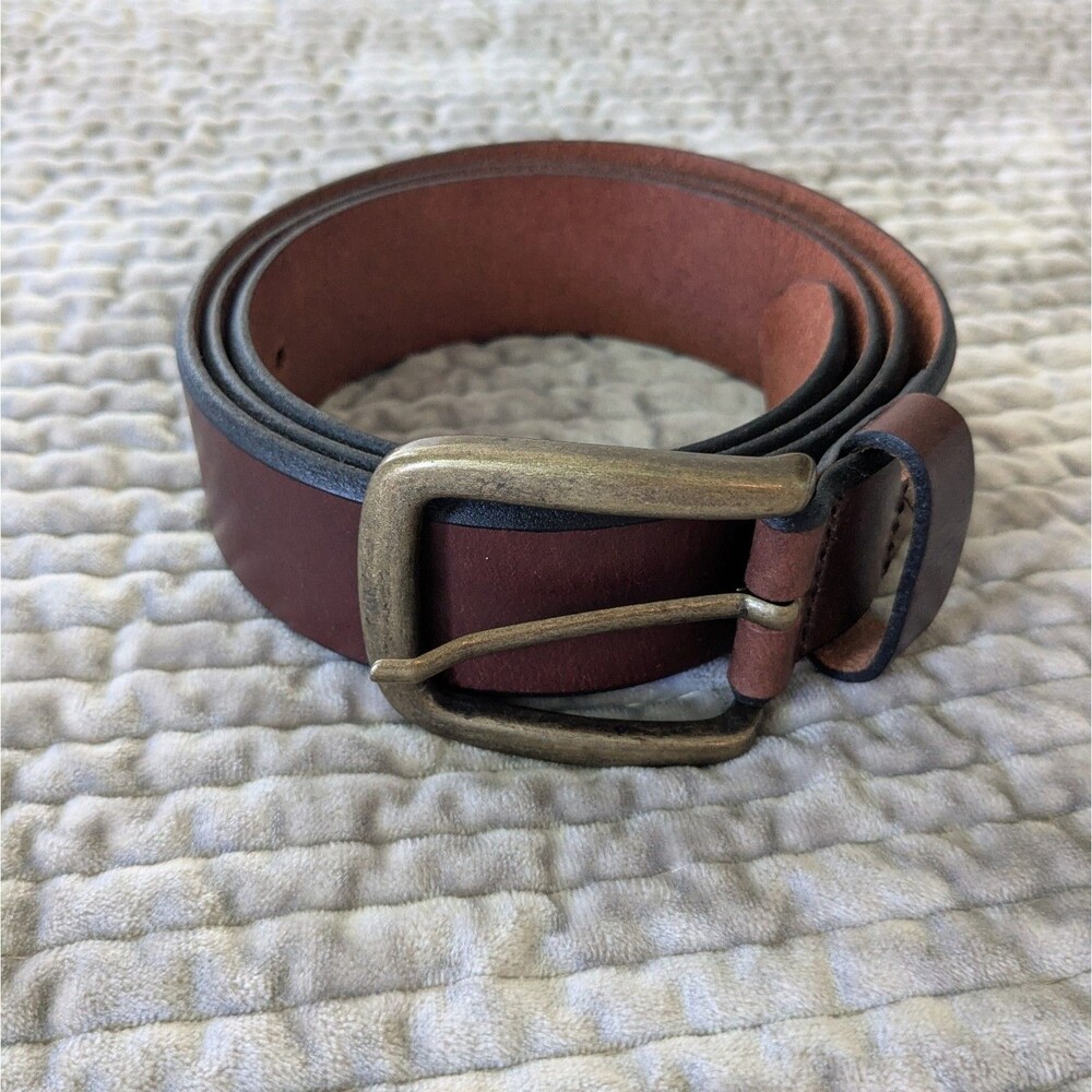 L.L.Bean 1912 Jean Belt Mens 40 Brown Genuine Leather Made UK Brass Buckle 1.5"